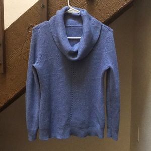 Chico’s blue Metallic Cowl Neck knit Sweater S:M
